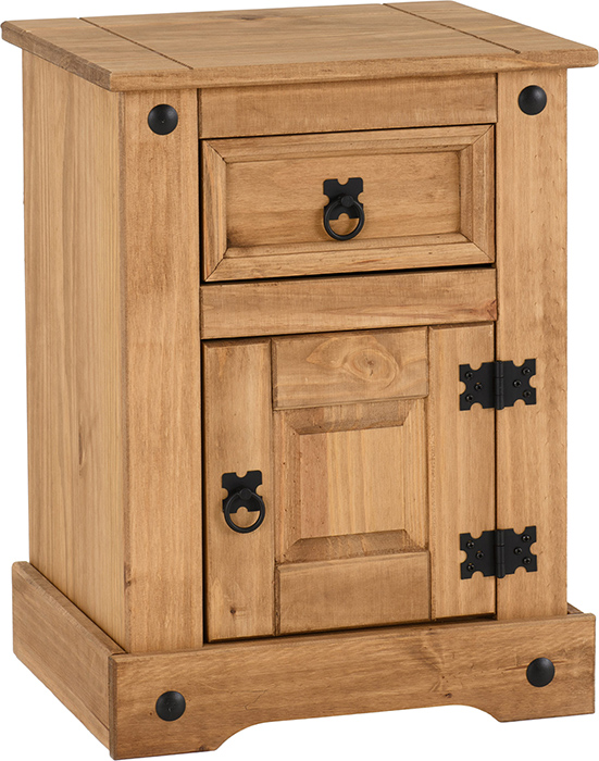 Corona Petite Bedside In Distressed Waxed Pine - Click Image to Close